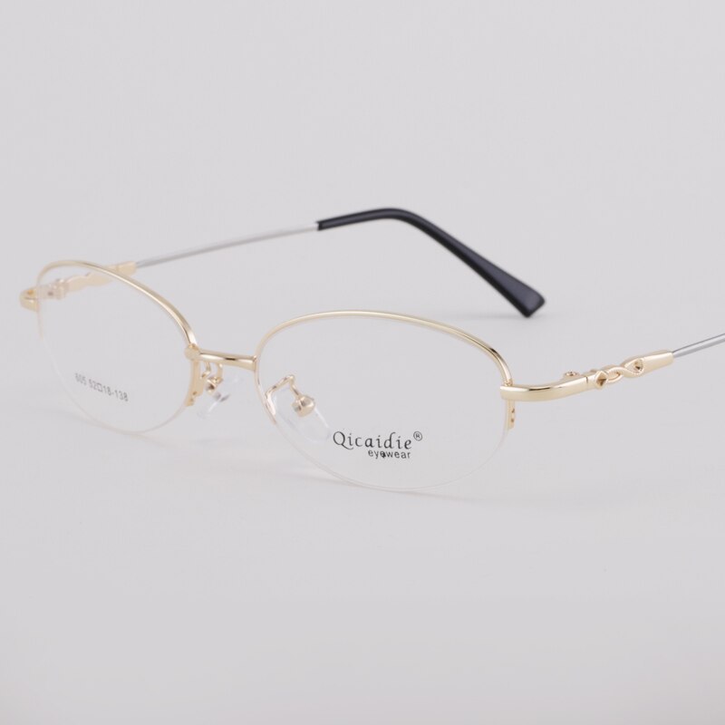 Women's Memory Alloy Semi Rim Frame Eyeglasses 605 Semi Rim Bclear Gold  