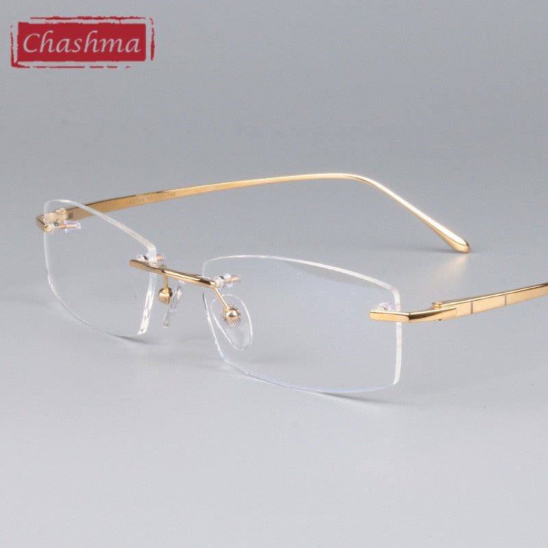 Chashma Ottica Unisex Rimless Rectangle Titanium Eyeglasses 75019 Rimless Chashma Ottica   