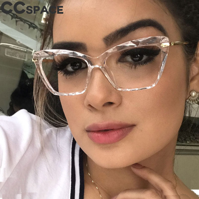 CCspace Women's Full Rim Rectangle Cat Eye Resin Alloy Frame Eyeglasses 45591 Full Rim CCspace   