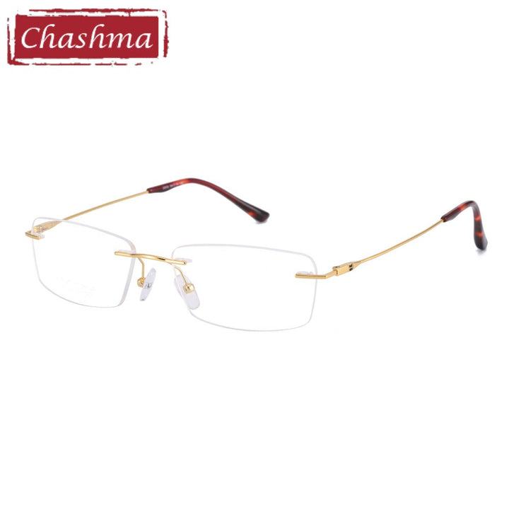 Chashma Ottica Unisex Rimless Square Titanium Eyeglasses 2935 Rimless Chashma Ottica Gold  