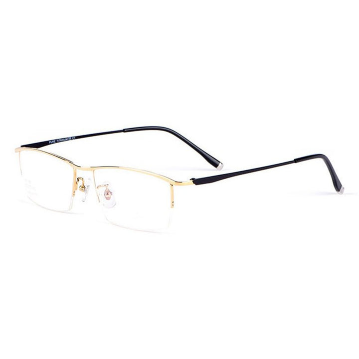 Reven Jate Glasses Half Rim Eyeglasses Titanium Frame Lens Eye Glasses Frame Eyewear Semi Rim Reven Jate Gold  