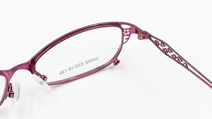 Women's Square Full Rim Hollow Alloy Frame Eyeglasses 99002 Full Rim Bclear   