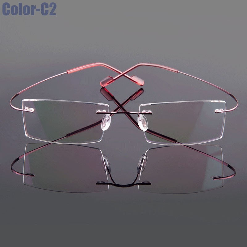 Hotochki Unisex Rimless Titanium Frame Customizable Lens Shape Eyeglasses 5018 Rimless Hotochki C2  
