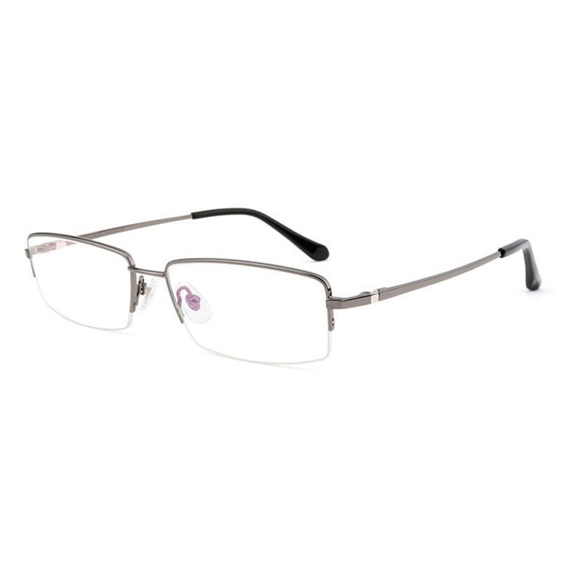 Hotochki Men's Semi Rim Square Titanium Progressive Reading Glasses D81075 Reading Glasses Hotochki +100 Gray 
