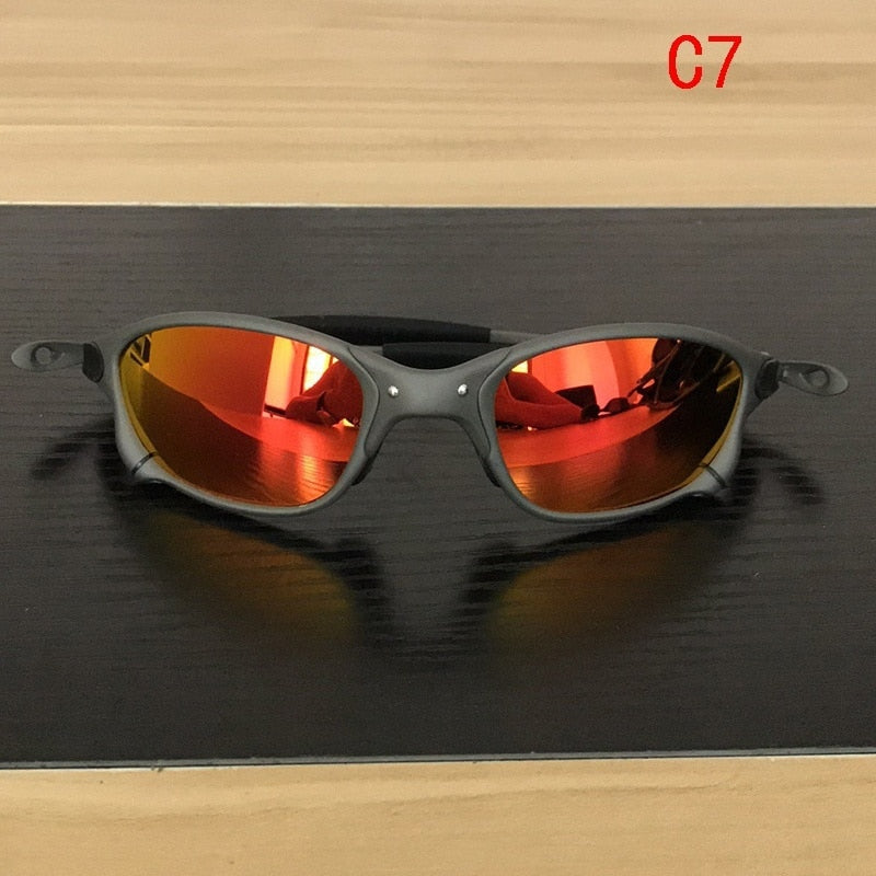 Mtb Unisex Full Rim Rectangle Alloy Acetate Polarized Sunglasses Cp005-4 Sunglasses Mtb Red One Size MULTI