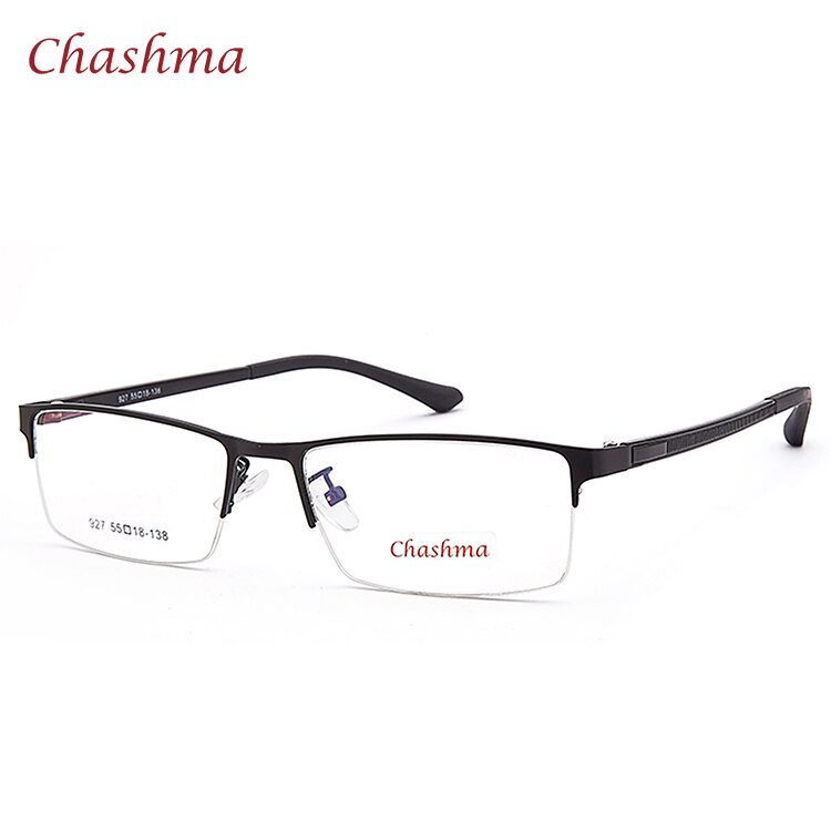 Chashma Ochki Men's Semi Rim Rectangle Alloy Eyeglasses 927 Semi Rim Chashma Ochki Black  