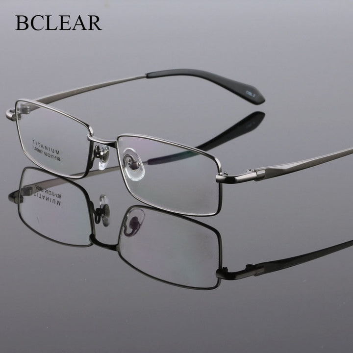 Men's Full Rim Square Titanium Frame Eyeglasses 9867 Full Rim Bclear   