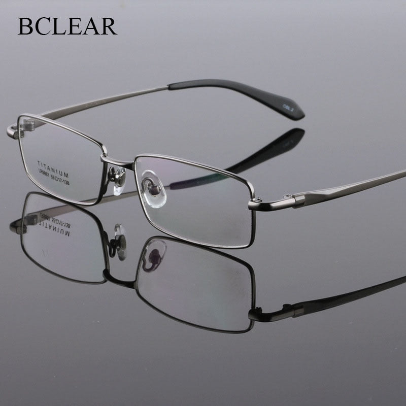 Bclear Men's Full Rim Square Titanium Eyeglasses 9867 Full Rim Bclear   