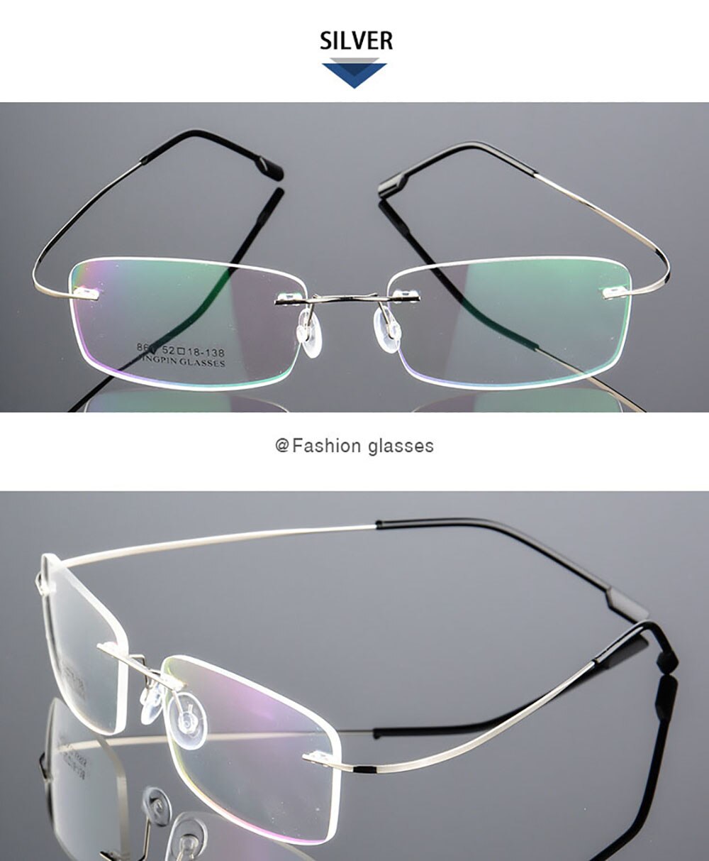 Aissuarvey Unisex Rimless Titanium Alloy Frame Eyeglasses As18611 Rimless Aissuarvey Eyeglasses Silver  