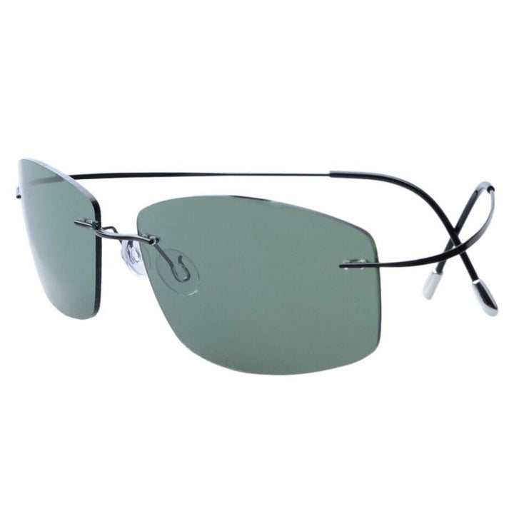 Men's Sunglasses Rimless Titanium Polarized Non-Screw Non-Hinge Sunglasses Brightzone   