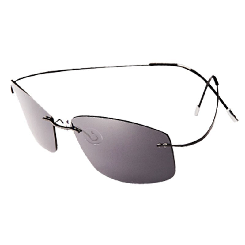 Men's Sunglasses Ultra-light Titanium Polarized Rimless Sunglasses Brightzone Gray  