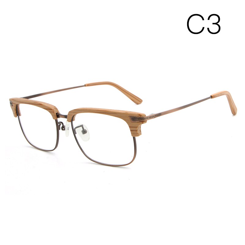 Hdcrafter Unisex Full Rim Square Wood Frame Eyeglasses Hb034 Full Rim Hdcrafter Eyeglasses C3  