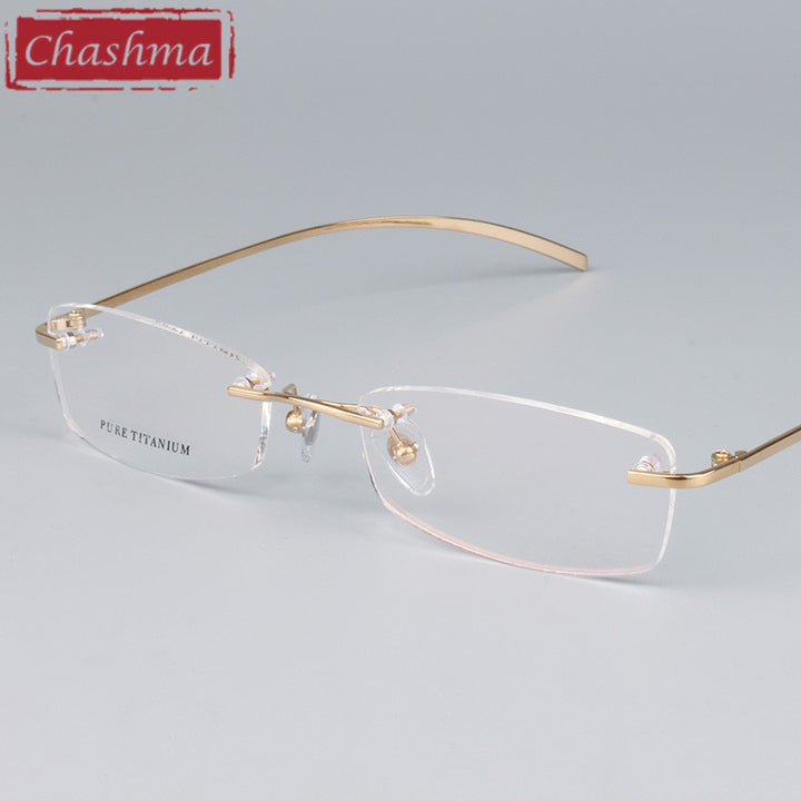 Chashma Ottica Unisex Rimless Rectangle Titanium Eyeglasses 1028 Rimless Chashma Ottica   