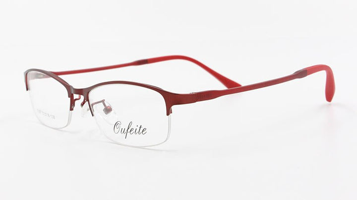 Women's Half Rim Alloy Frame Eyeglasses N7057 Semi Rim Bclear Red  