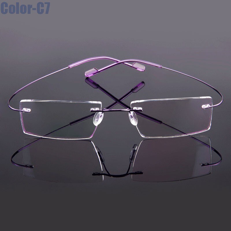 Hotochki Unisex Rimless Titanium Frame Customizable Lens Shape Eyeglasses 5018 Rimless Hotochki C7  