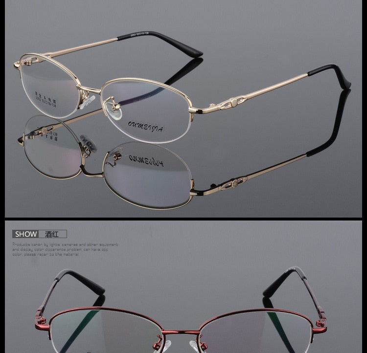 Women's Half Rim Eyeglasses Alloy Frame 2052 Semi Rim Bclear   