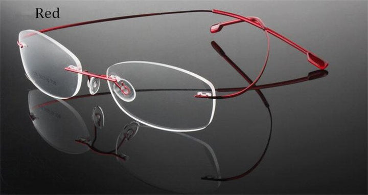 Chashma Ottica Unisex Rimless Rectangle Titanium Eyeglasses Frp1510 Rimless Chashma Ottica red  