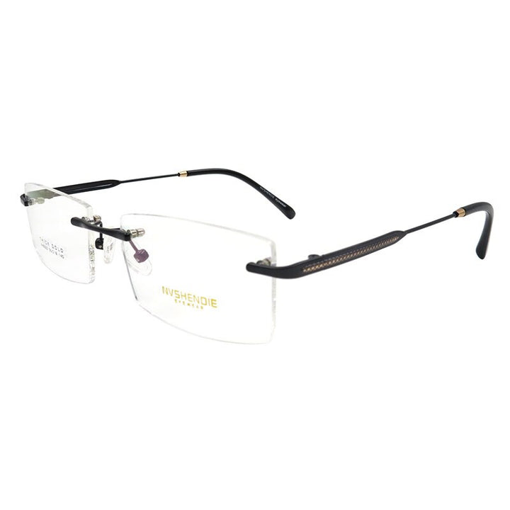 Men's Eyeglasses Titanium Alloy Rimless S8323 Rimless Gmei Optical black  