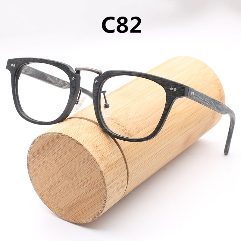 Hdcrafter Unisex Full Rim Square Round Wood Frame Eyeglasses Lbh025 Full Rim Hdcrafter Eyeglasses C82  