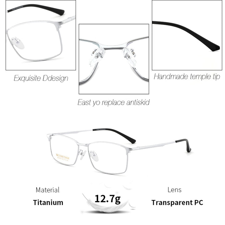 Kansept Men's Semi Rim Square Titanium Alloy Frame Eyeglasses 290005 Semi Rim Kansept   