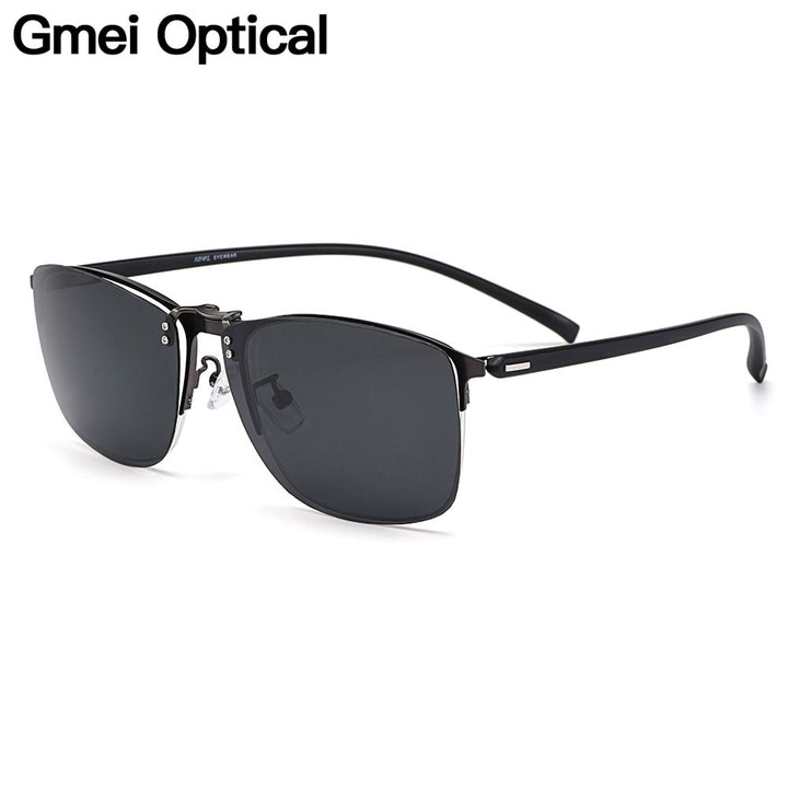 Men's Eyeglasses Clip On Sunglasses Square Ultralight Titanium Alloy S9341 Clip On Sunglasses Gmei Optical   