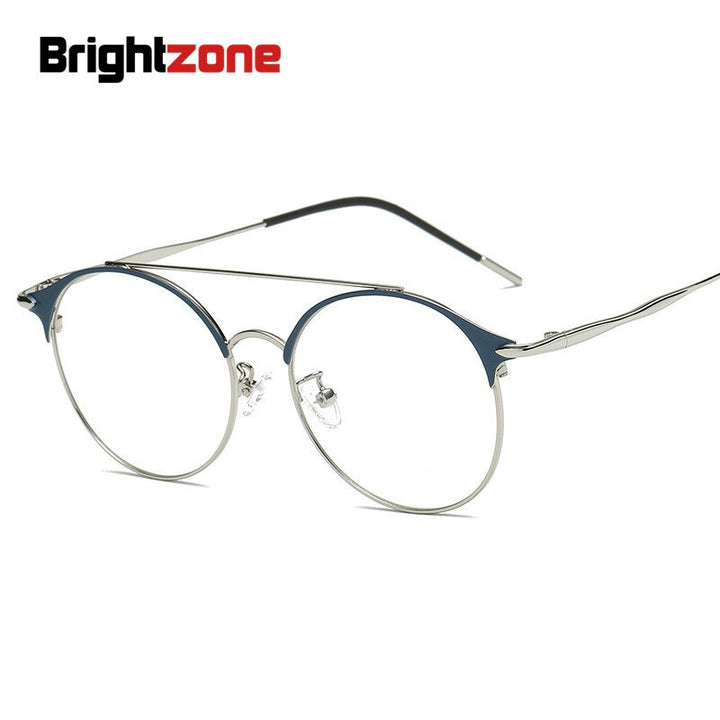 Unisex Eyeglasses Anti Blue Light Round Double Bridge Alloy Th0004 Anti Blue Brightzone   