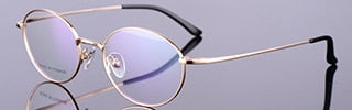 Unisex Eyeglasses 10 g Titanium Round Rs903 Frame Chashma Gold  