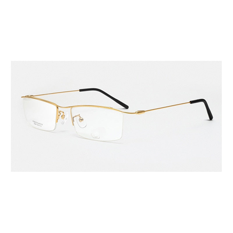 Hotony Men's Semi Rim Browline Titanium Frame Eyeglasses 6688 Semi Rim Hotony Gold  
