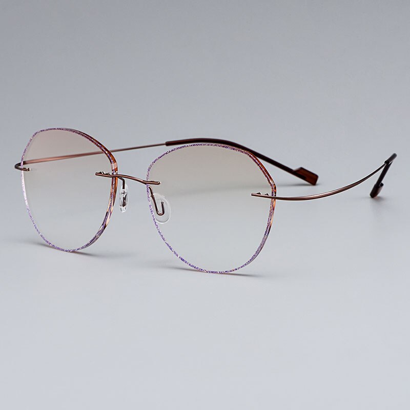 Women's Eyeglasses Rimless Titanium Alloy Gradient Brown T80899 Rimless Gmei Optical Default Title  