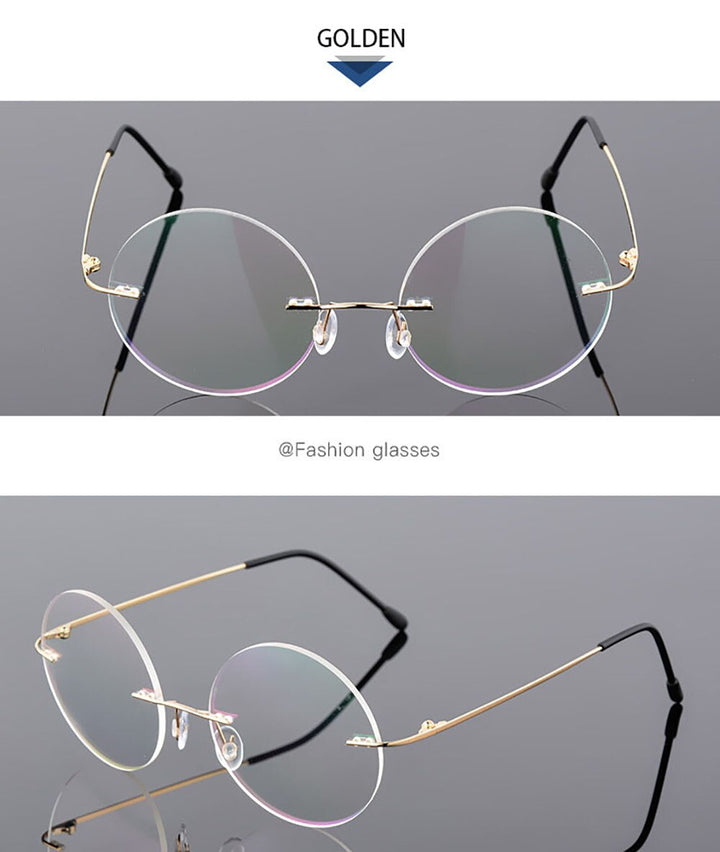 Aissuarvey Unisex Round Rimless Titanium Alloy Frame Eyeglasses As11021 Rimless Aissuarvey Eyeglasses   