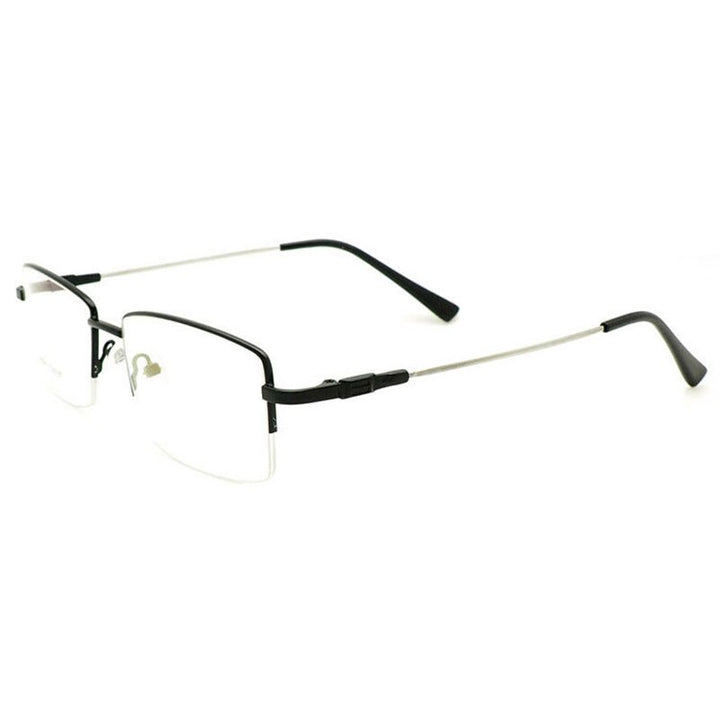 Reven Jate Men's Semi Rim Square Titanium Alloy Eyeglasses Frames Reven Jate Black  