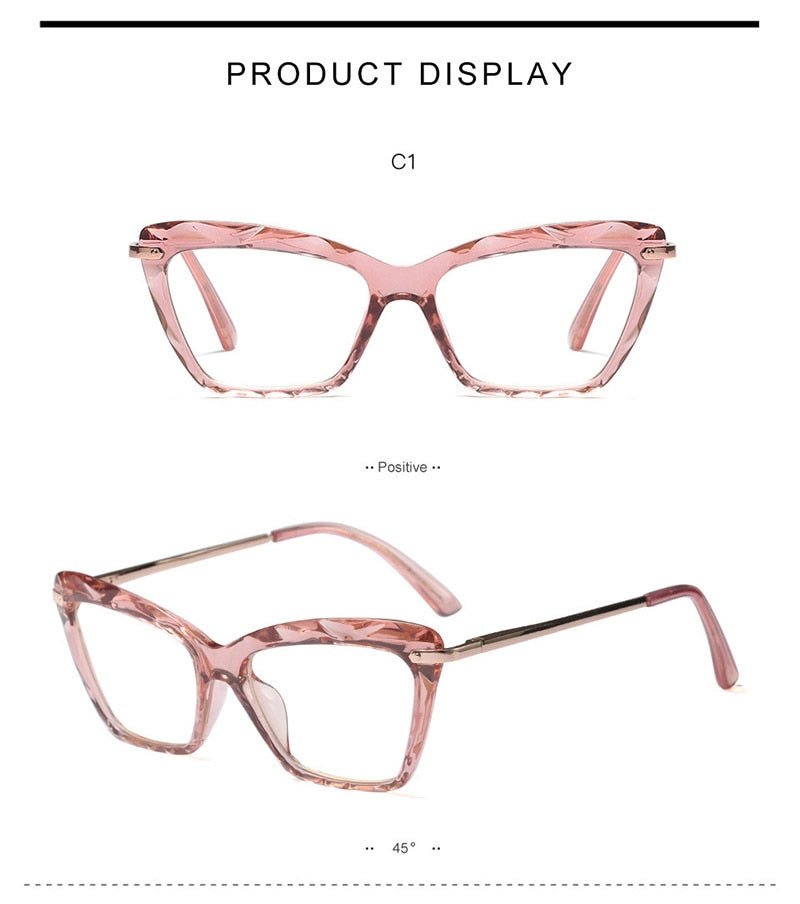 Hotony Women's Full Rim Cat Eye Acetate Frame Eyeglasses 97533 Full Rim Hotony   