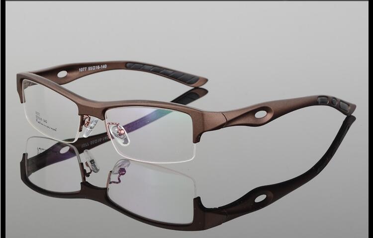 Men's Eyeglasses Comfortable Tr90 Half Frame Square Sports 1077 Sport Eyewear Bclear Auburn  