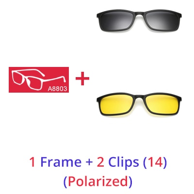 Ralferty Polarized Sunglasses Men Women 5 In 1 Magnetic Clip On Glasses Tr90 Eyewear Frames Eyeglass 8803 Clip On Sunglasses Ralferty 1 Frame 2 Clips 14 Matt Black Frame 