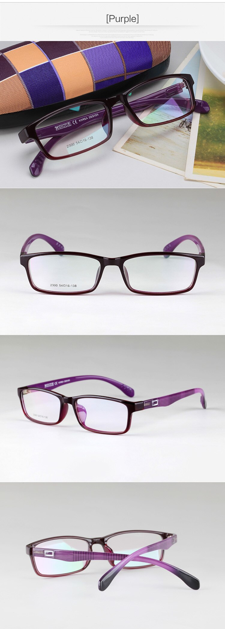 Hotochki Unisex Full Rim Square TR-90 Resin Frame Eyeglasses 2300 Full Rim Hotochki   