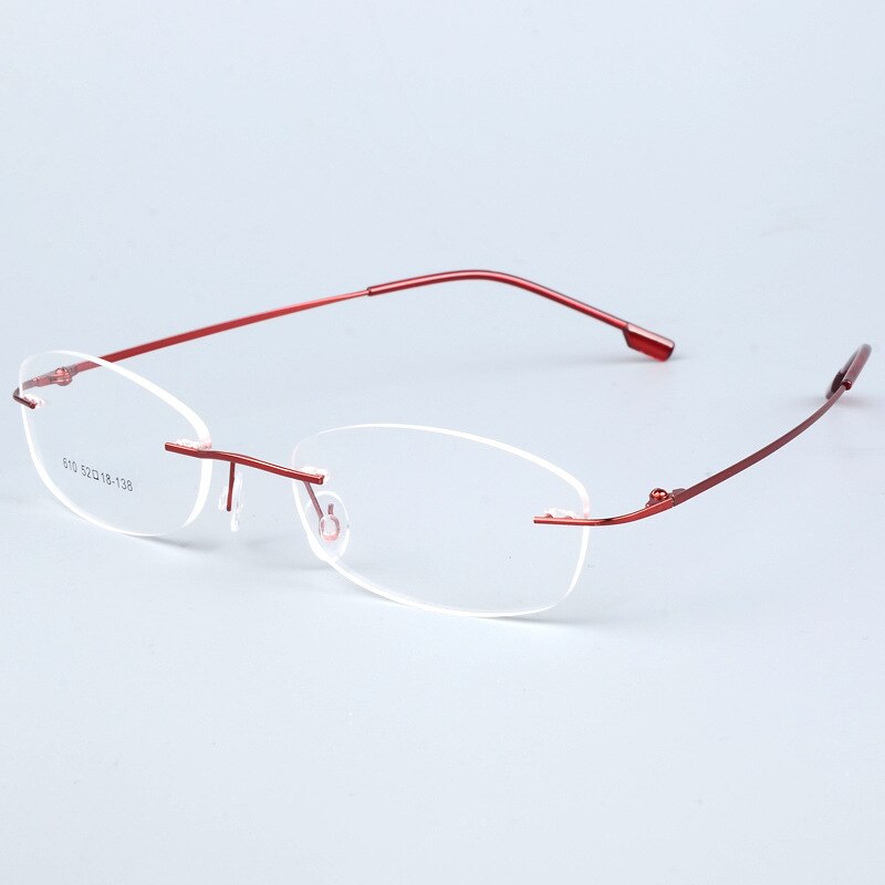 Women's Rimless Eyeglasses Titanium Alloy Frame Sj610 Rimless Bclear Red  