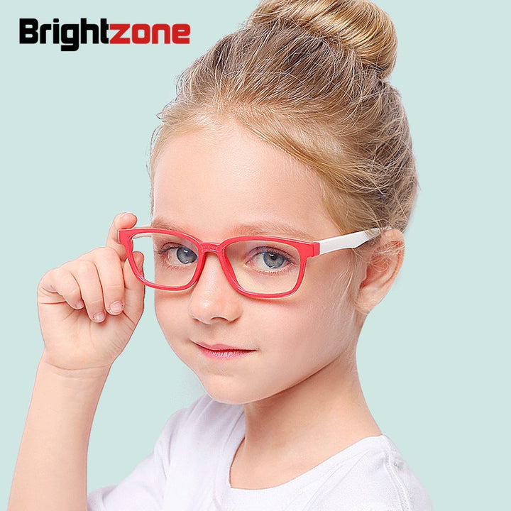 Unisex Children's Anti Blue Light Tr90 Round Eyeglasses Plastic Titanium Frame Anti Blue Brightzone   