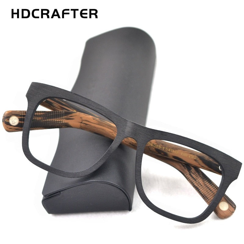 Hdcrafter Unisex Full Rim Oversized Square Metal Wood Frame Eyeglasses Ps9089 Full Rim Hdcrafter Eyeglasses   