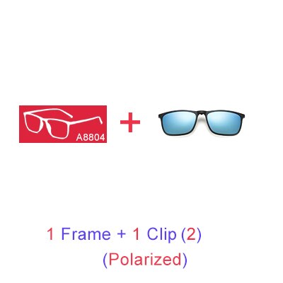 Ralferty Magnetic Sunglasses Men 5 In 1 Polarized Clip On Women Square Sunglases Ultra-Light Night Vision Glasses A8804 Clip On Sunglasses Ralferty 1 Frame Blue Clip Blue Frame 