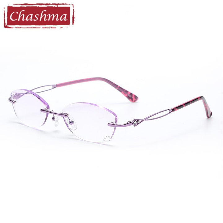 Women's Eyeglasses Diamond Rimless 2314 Rimless Chashma Purple  