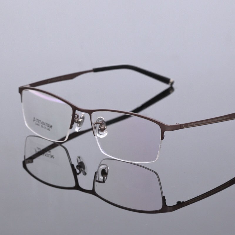 Men's Titanium Frame Half Rim Eyeglasses L063 Semi Rim Bclear Auburn  