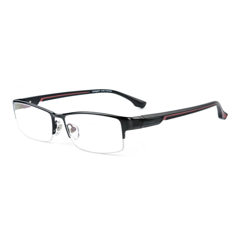 Reven Jate Super Men Eyeglasses Frame Ultra Light-Weighted Flexible Ip Electronic Plating Metal Material Rim Glasses Frame Reven Jate Black-Red  
