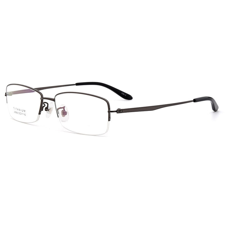 Men's Eyeglasses Ultralight 100% Pure Titanium Half Rim Lr8969 Semi Rim Gmei Optical Gun-Color  