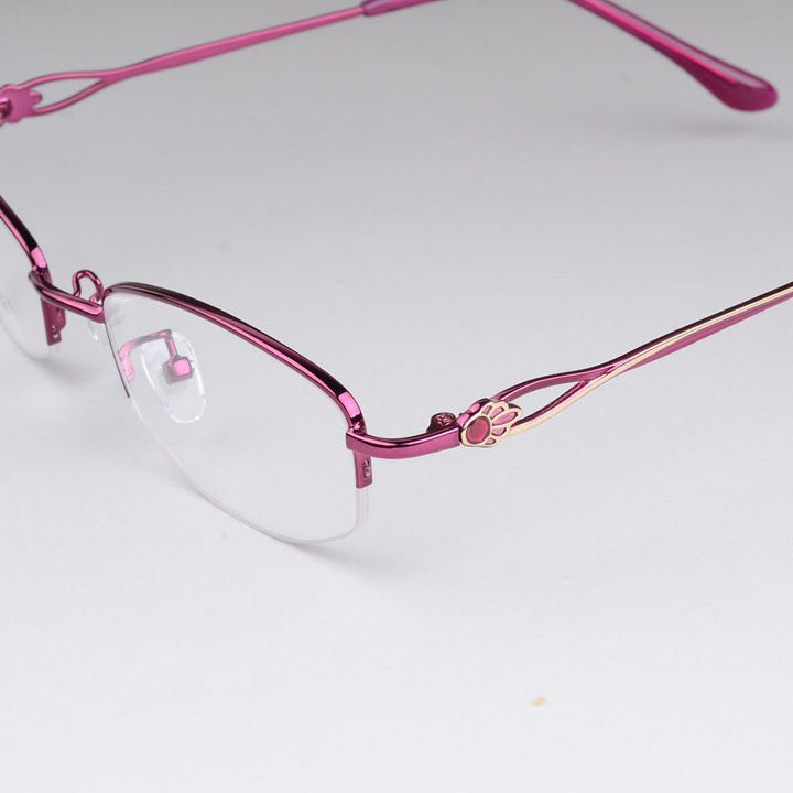 Women's Alloy Semi Rim Frame Eyeglasses  F6052 Semi Rim Bclear   