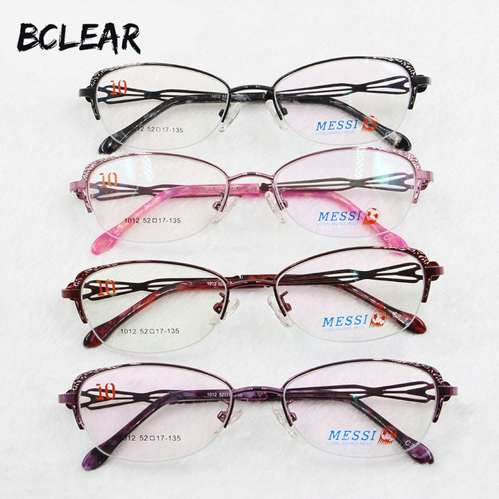 Women's Eyeglasses Cat Eye Style Metal Alloy Half Frame1012 Frame Bclear   