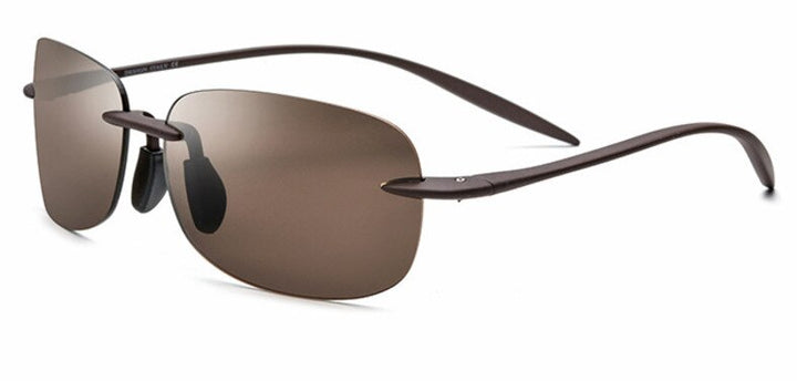 Men's Sunglasses Rimless Resin Titanium Th0031 Sunglasses Brightzone Brown  