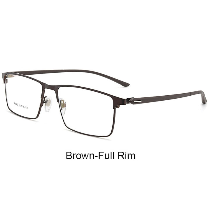 Hotochki Men's IP Electroplated Alloy Full/Semi Rim Frame Eyeglasses P9960 Semi Rim Hotochki BrownFullRim  