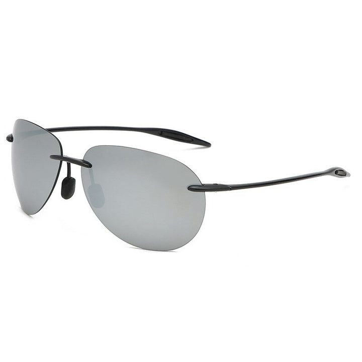 Men's Sunglasses Rimless Ultra-light TR90 Polarized Oversized Sunglasses Brightzone White  