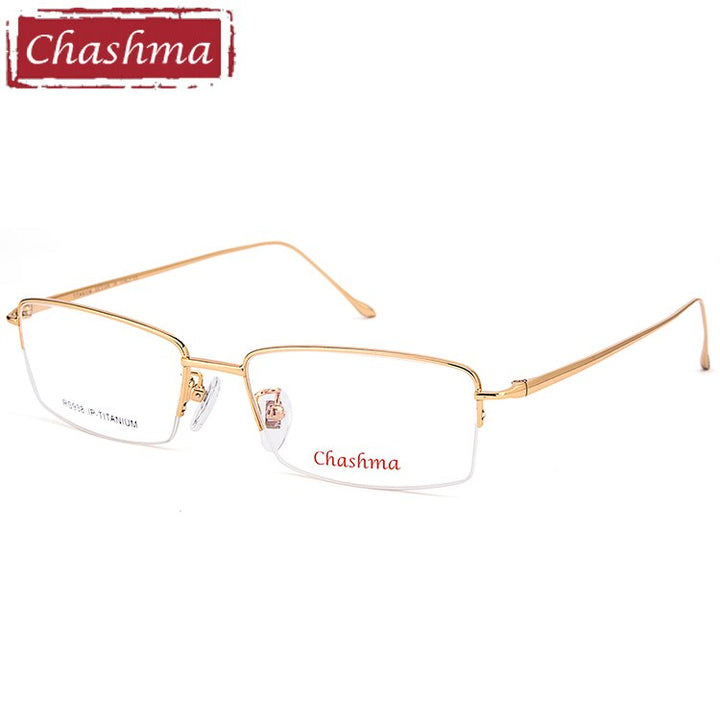 Mens Eyeglasses Pure Titanium 938 Frame Chashma Gold  