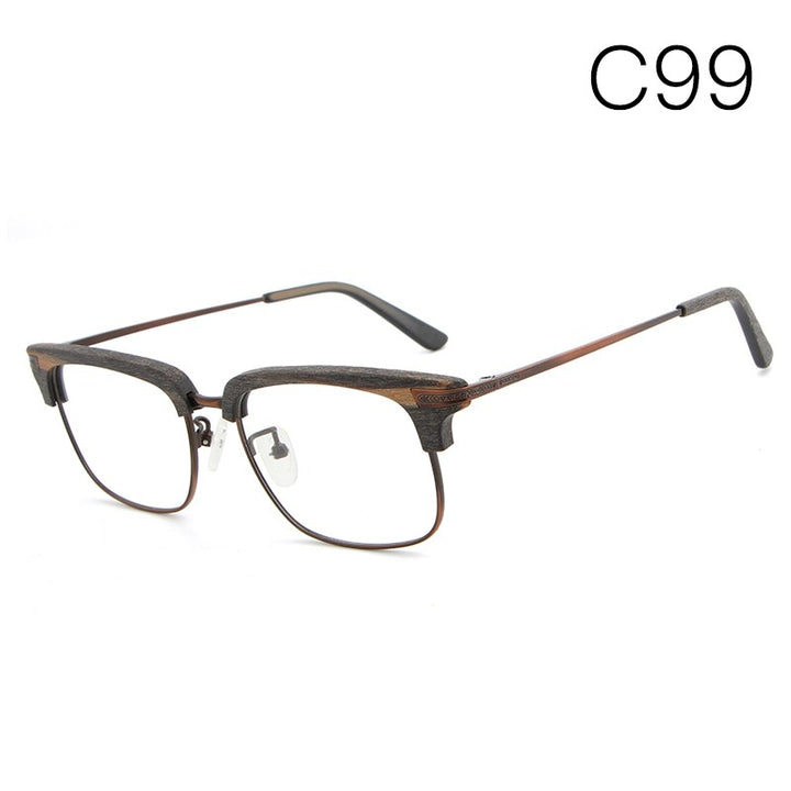 Hdcrafter Unisex Full Rim Square Wood Frame Eyeglasses Hb034 Full Rim Hdcrafter Eyeglasses C99  